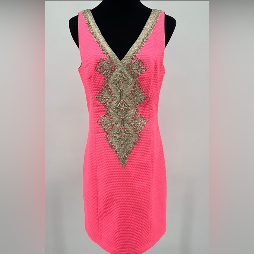 Lilly Pulitzer Coral Dress with Gold Detailing NWT size small